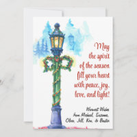 Festive Christmas Watercolor Lamp Post Simple