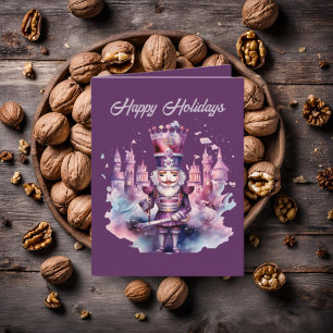 Festive Christmas watercolor nutcracker add text  Holiday Card