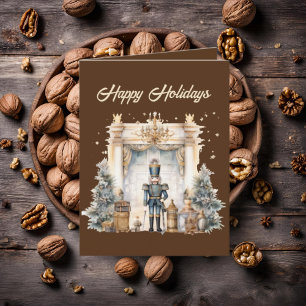 Festive Christmas watercolor nutcracker add text Holiday Card
