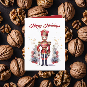 Festive Christmas watercolor nutcracker add text Holiday Card