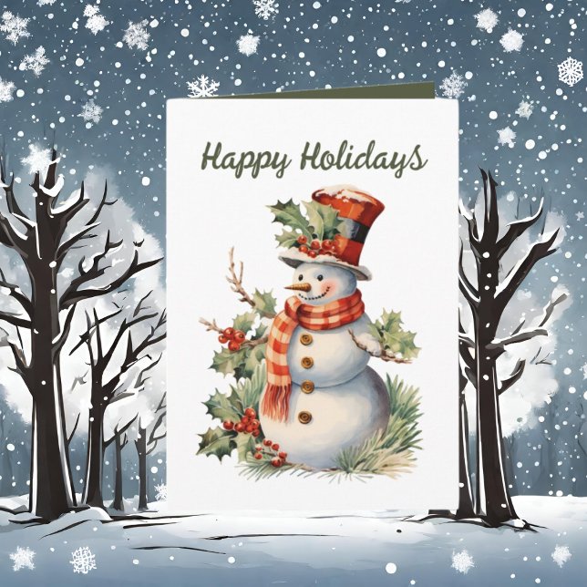 Festive Christmas watercolor snowman Card (Creator Uploaded)