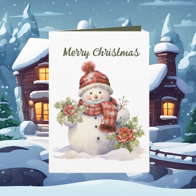 Festive Christmas watercolor snowman  Card (Creator Uploaded)
