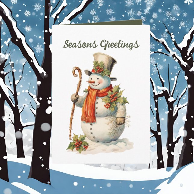 Festive Christmas watercolor snowman  Card (Creator Uploaded)