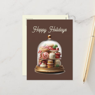 Festive Christmas watercolor sweets Holiday Postcard