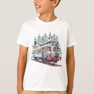 festive Christmas watercolor trolley  T-Shirt