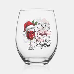 Festive Christmas weather Holiday Stemless Wine Glass