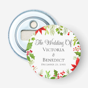 Festive Christmas Wedding Floral Personalised Bottle Opener