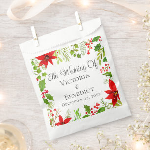Festive Christmas Wedding Floral Personalised Favour Bags