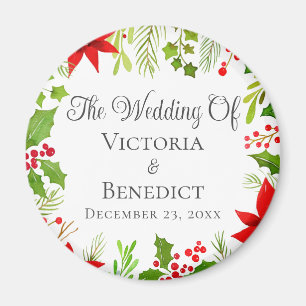 Festive Christmas Wedding Floral Personalised Magnet