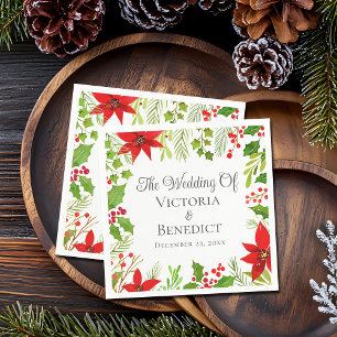 Festive Christmas Wedding Floral Personalised Napkin