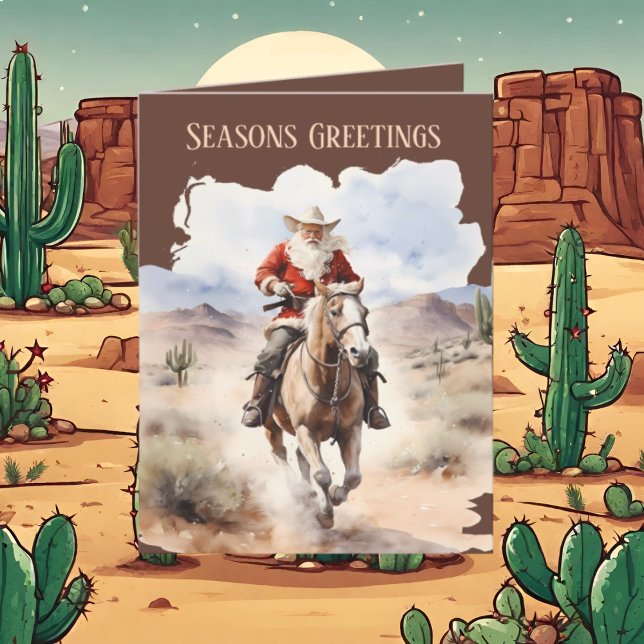 Festive Christmas Western Santa add text Holiday Card (Creator Uploaded)