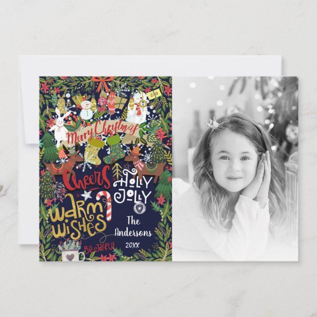 Festive Christmas Whimsical Holiday Photo (Front)