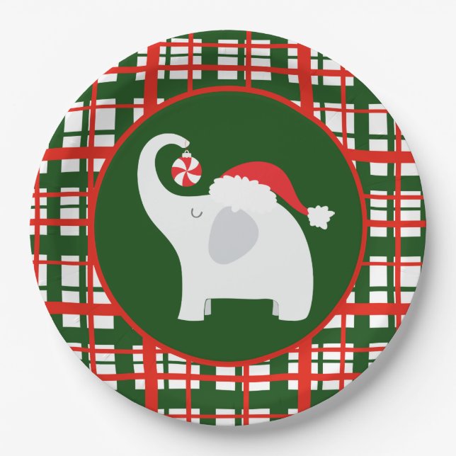 Festive Christmas white elephant party Paper Plate (Front)