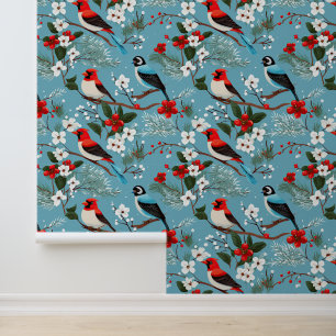 Festive Christmas Winter birds Wallpaper