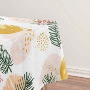 Festive Christmas with green, gold, pink accents Tablecloth