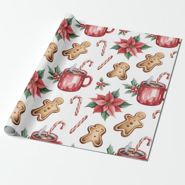 Festive Christmas Wrapping Paper (Unrolled)