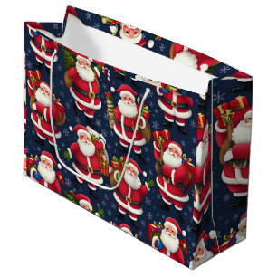 Festive Christmas Wrapping Paper with Santa Claus, Large Gift Bag
