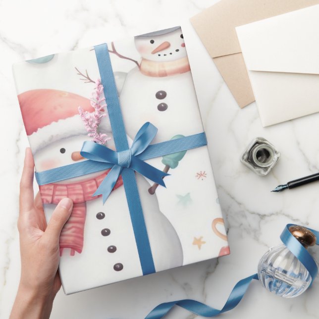 Festive Christmas wrapping with snowmen Paper (Gifting)
