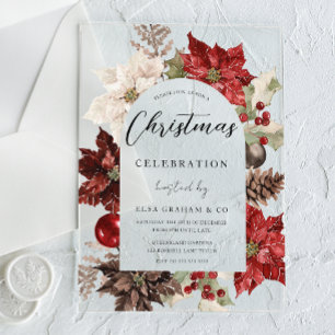 Festive Christmas Wreath Corporate Xmas Party Acrylic Invitations