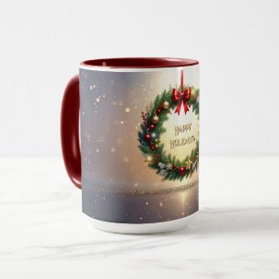 Festive Christmas Wreath Holiday Mug