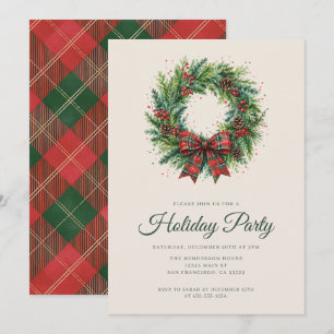 Festive Christmas Wreath Holiday Party Invitation