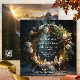 Festive Christmas Wreath Holiday Party  Invitation