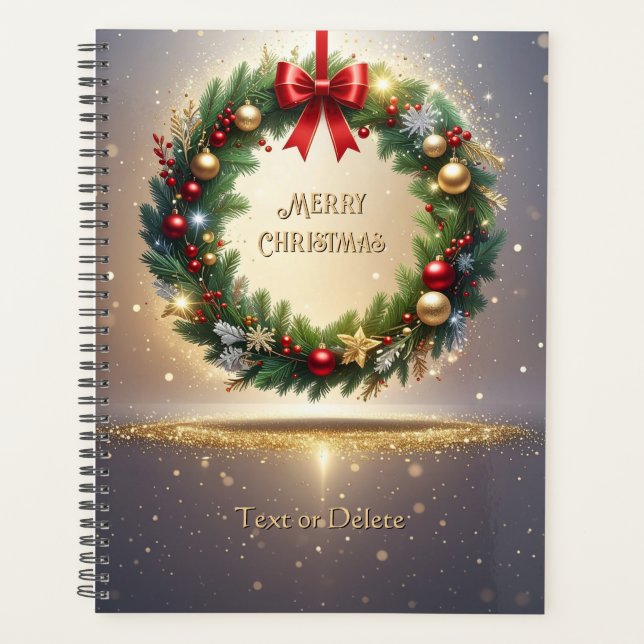 Festive Christmas Wreath Holiday Planner (Front)
