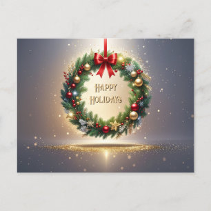 Festive Christmas Wreath Holiday Postcard