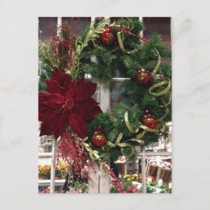 Festive Christmas Wreath Holiday Postcard