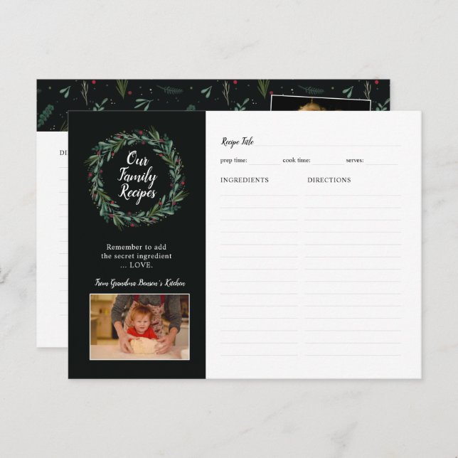 Festive Christmas Wreath Leaves Berries Postcard (Front/Back)