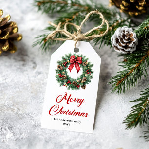 Festive Christmas Wreath Personalized Tags