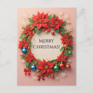 Festive Christmas Wreath Postcard