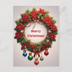 Festive Christmas Wreath Postcard
