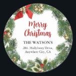 Festive Christmas Wreath Return Address Label<br><div class="desc">Take the strain off sending out Christmas Holiday Cards this year with these festive traditional Christmas Wreath Return Address Stickers. All text is easy to customise.</div>