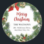 Festive Christmas Wreath Return Address Label<br><div class="desc">Take the strain off sending out Christmas Holiday Cards this year with these festive traditional Christmas Wreath Return Address Stickers. All text is easy to customise.</div>
