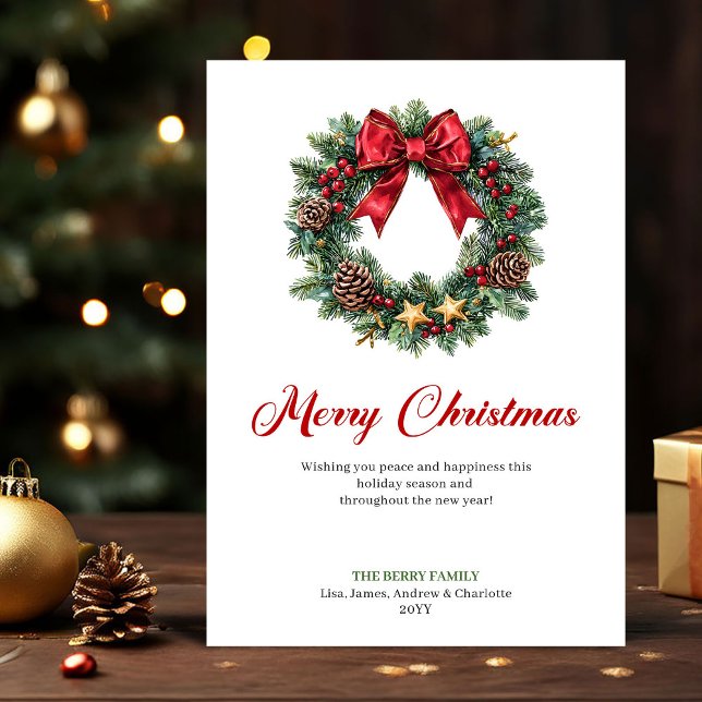 Festive Christmas Wreath with Red Berries Card (Festive Christmas Wreath with Red Berries Card)