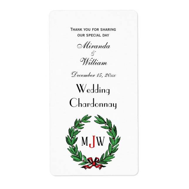 Festive Christmas Xmas Holly Wreath Monogram (Front)