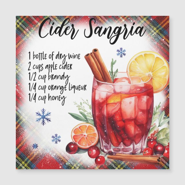 Festive Cider Sangria Magnetic Recipe Card (Front)