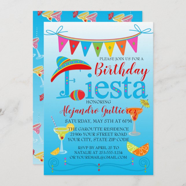 Festive Cinco De Mayo Birthday Invitation (Front/Back)