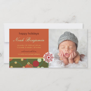 Festive Circles Dots Holiday Birth Announcement