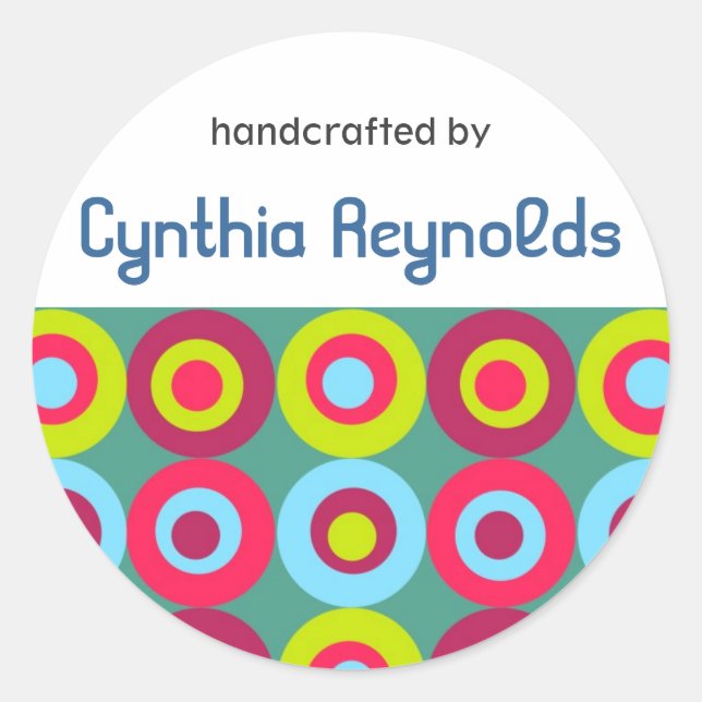 Festive Circles "Handcrafted By" Labels (Front)