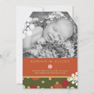 Festive Circles Holiday Photo Birth Announcement