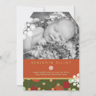 Festive Circles Holiday Photo Birth Announcement