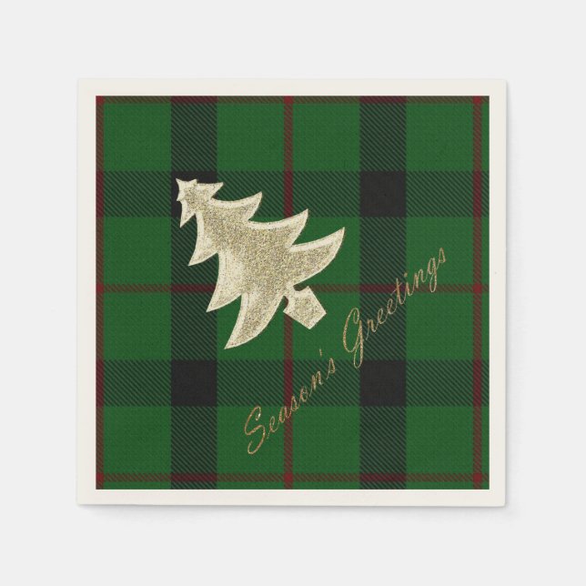Festive Clan Kincaid Plaid Holiday Napkins (Front)