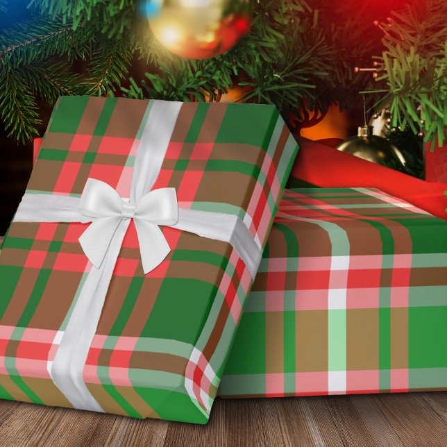 Festive Classic Red Green White Christmas Plaid Wrapping Paper (Creator Uploaded)