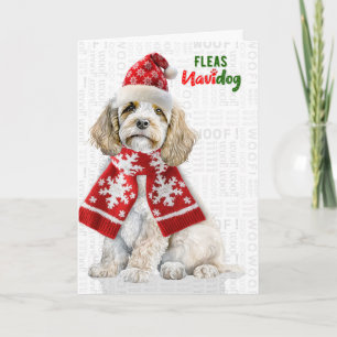 Festive Cockapoo Dog Funny Fleas Navidog Christmas Holiday Card