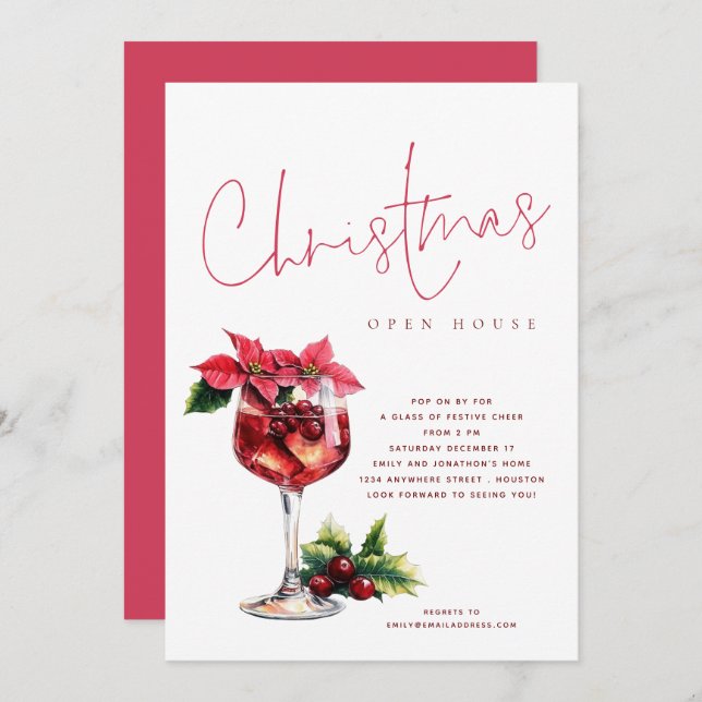 Festive Cocktail Christmas Open House Invite (Front/Back)