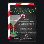 Festive cocktail themed Christmas Chalkboard Party Invitation<br><div class="desc">Trendy martini cocktail themed Holiday Party invitation customisable to your event specifics.</div>