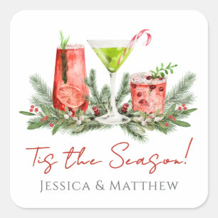 Festive Cocktails Couples Christmas Square Sticker