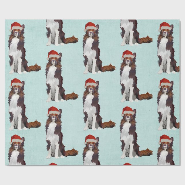 FESTIVE COLLIE Wrapping Paper (Flat)